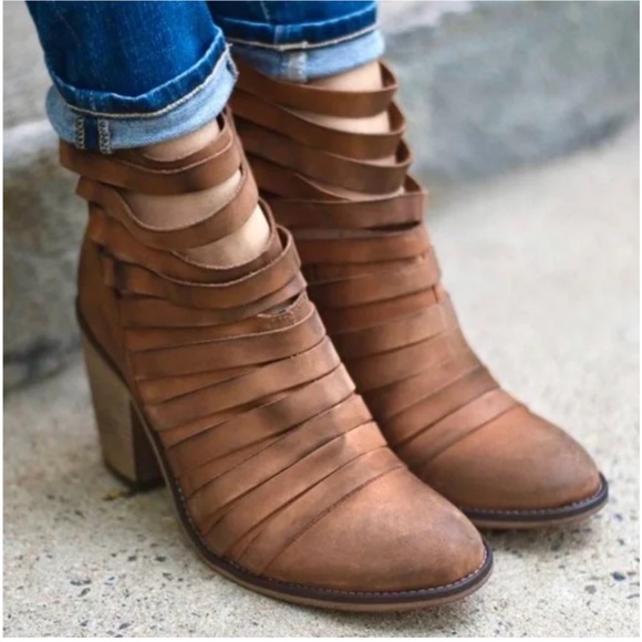 FREE PEOPLE tan leather Hybrid slit heeled ankle boots 40 - Picture 2 of 11